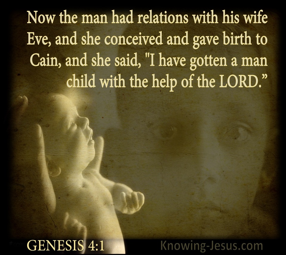 Genesis 4:1 Eve Conceived And Gave Birth To Cain (beige)